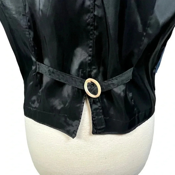 Vintage Handmade Embroidered Denim Vest‎ Floral Lapel Button Down Size Medium - Picture 8 of 8